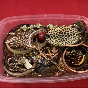 Brown and tan costume jewelry lot